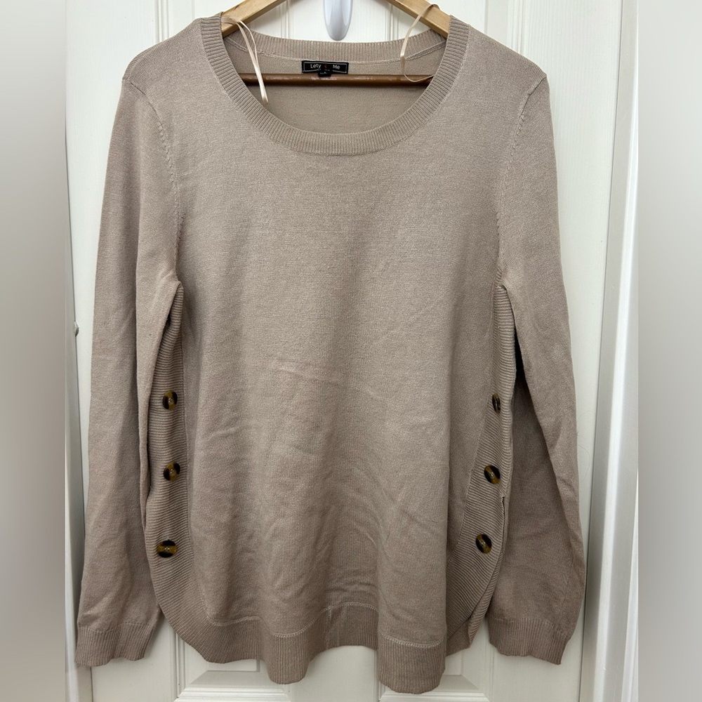 Elegant Taupe Sweater with Button Details